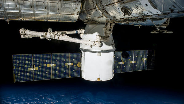 bifacial solar panels on spaceship capture power from the sun