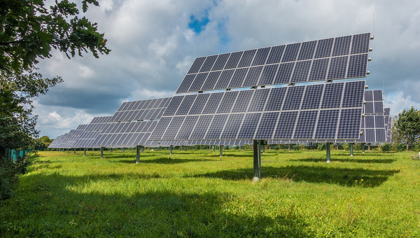 Solar panels field under the sun