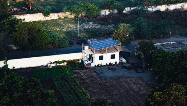 solar panels angled on flat roof to ensure maximum pv exposure