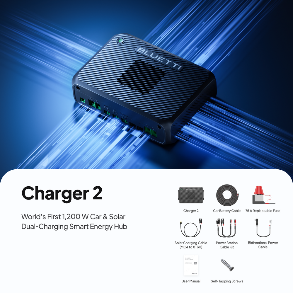 BLUETTI Charger 2 | 1200W Alternator & Solar Dual DC Charger