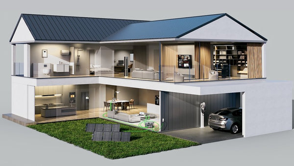 Smart Home Featuring Solar Panels And Electric Vehicle Charging