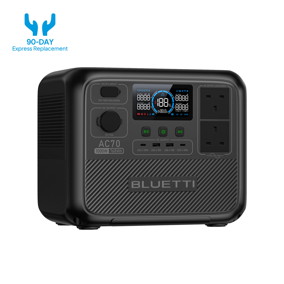 Stazione Elettrica Portatile BLUETTI AC70 Ricondizionata - 768Wh, 1000W, USB-C 100W, Con App - Foto 6