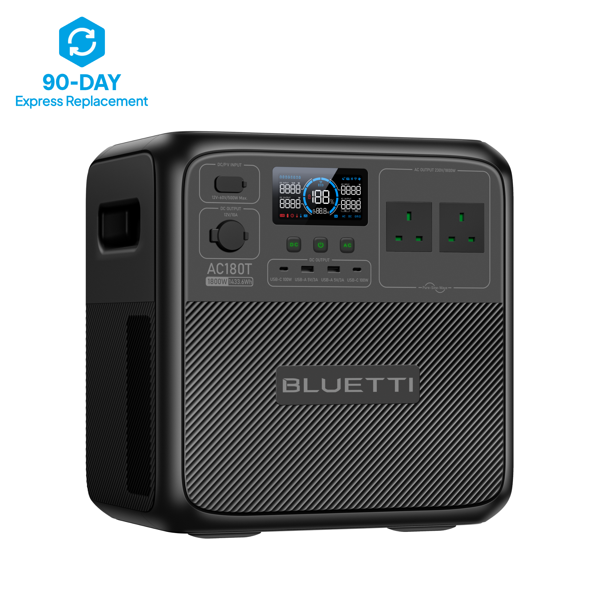 BLUETTI AC180T Solar Portable Power Station | 1,800W 1,433Wh