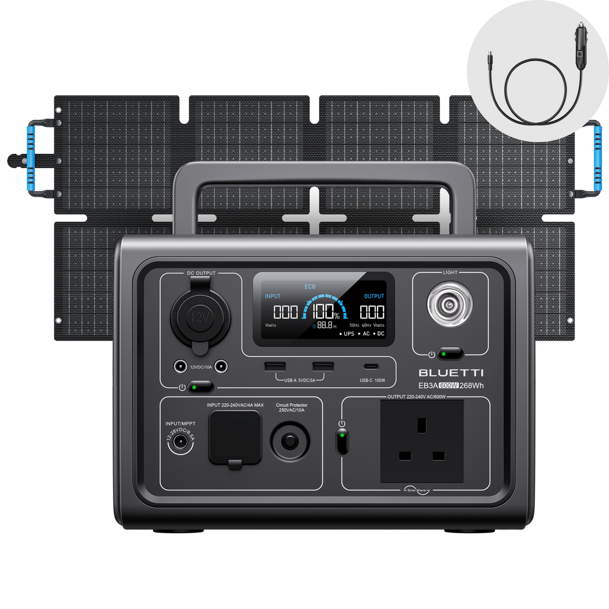 EB3A + 60 W | 268 Wh Capacity | 60 W Solar Panel